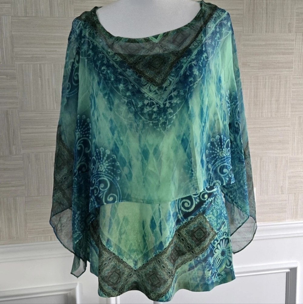 Live and Let Live Petite PXL 2-Pc Blouse Set Multicolor Boho​